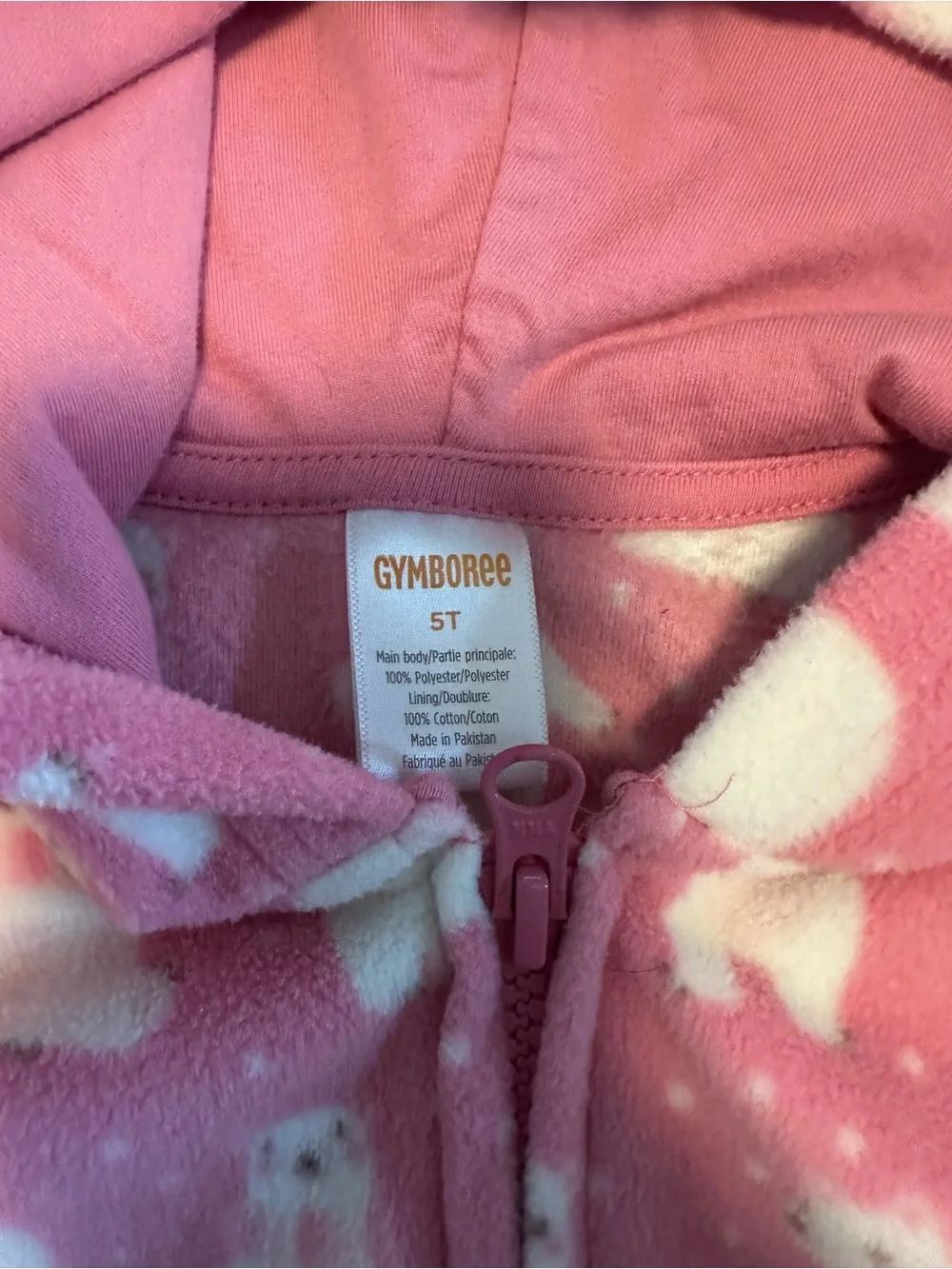 Gymboree Pink Polar Bear Hooded Fleece Zip Jacket